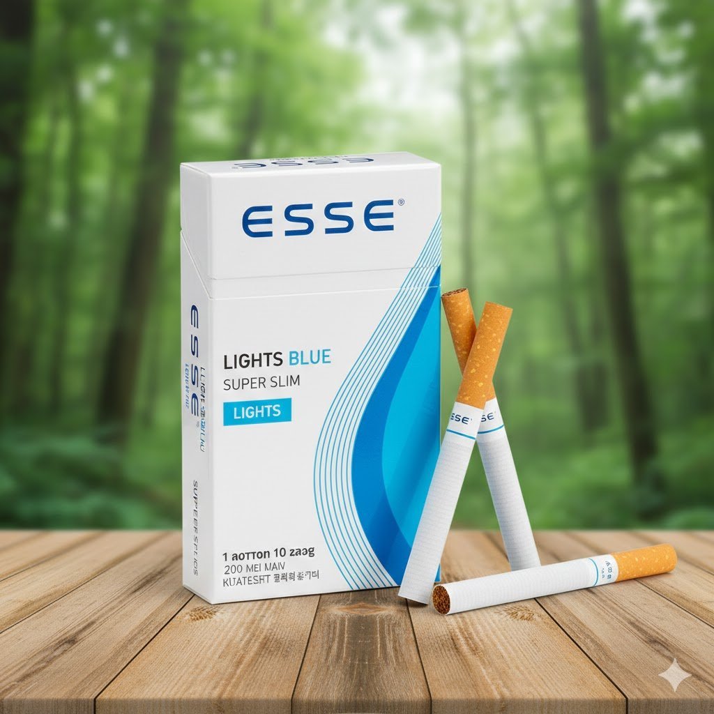 ESSE Lights Blue (เอสเซ่ ไลท์ ฟ้า) บุหรี่นอกเกาหลี มวนซูเปอร์สลิม รสนุ่มสะอาด imported cigarette wholesale product photo