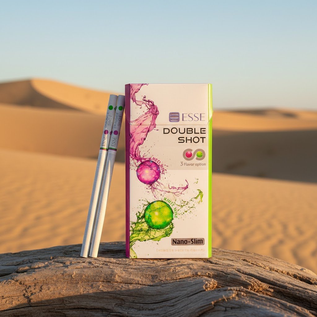 ESSE Double Shot (เอสเซ่ ดับเบิ้ล ช็อต) บุหรี่นอก 2 เม็ดบีบ กลิ่นไวน์แดงและไวน์ขาว Nano-Slim imported cigarette wholesale product photo