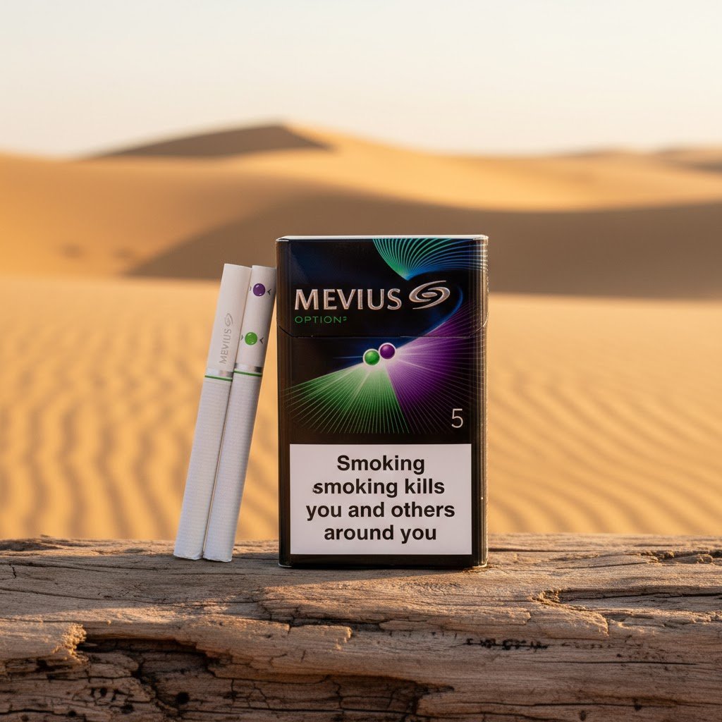 Mevius Option 2 No.5 บุหรี่นอกญี่ปุ่น กลิ่นองุ่นและเมนทอล 2 เม็ดบีบ (Mevius Option Purple 5) imported cigarette wholesale product photo