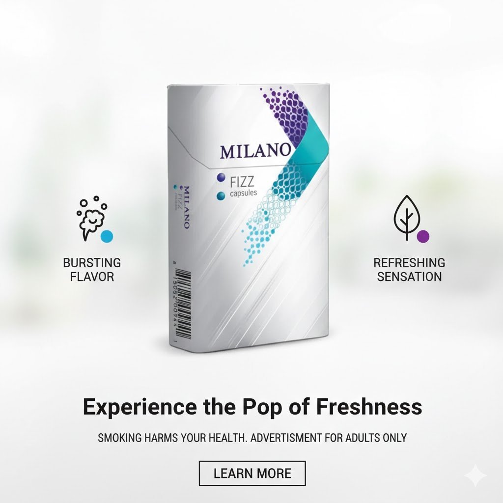 Milano Fizz - บุหรี่ 2 เม็ดบีบ กลิ่นหมากฝรั่ง เย็นสดชื่น imported cigarette 159xblix product photo