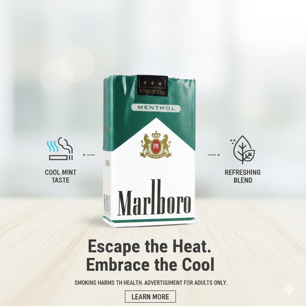 Marlboro Menthol (ซองอ่อน) - บุหรี่เย็นระดับพรีเมียม รสชาติเข้มข้นสดชื่น imported cigarette 159xblix product photo