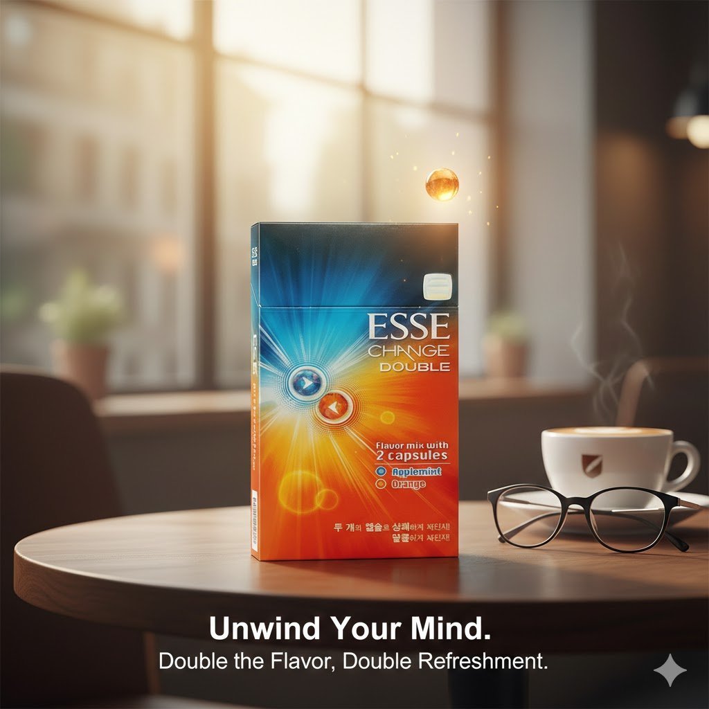 Esse Change Double Orange - บุหรี่มวนเล็ก 2 เม็ดบีบ กลิ่นส้มและแอปเปิ้ลมินต์ imported cigarette wholesale product photo