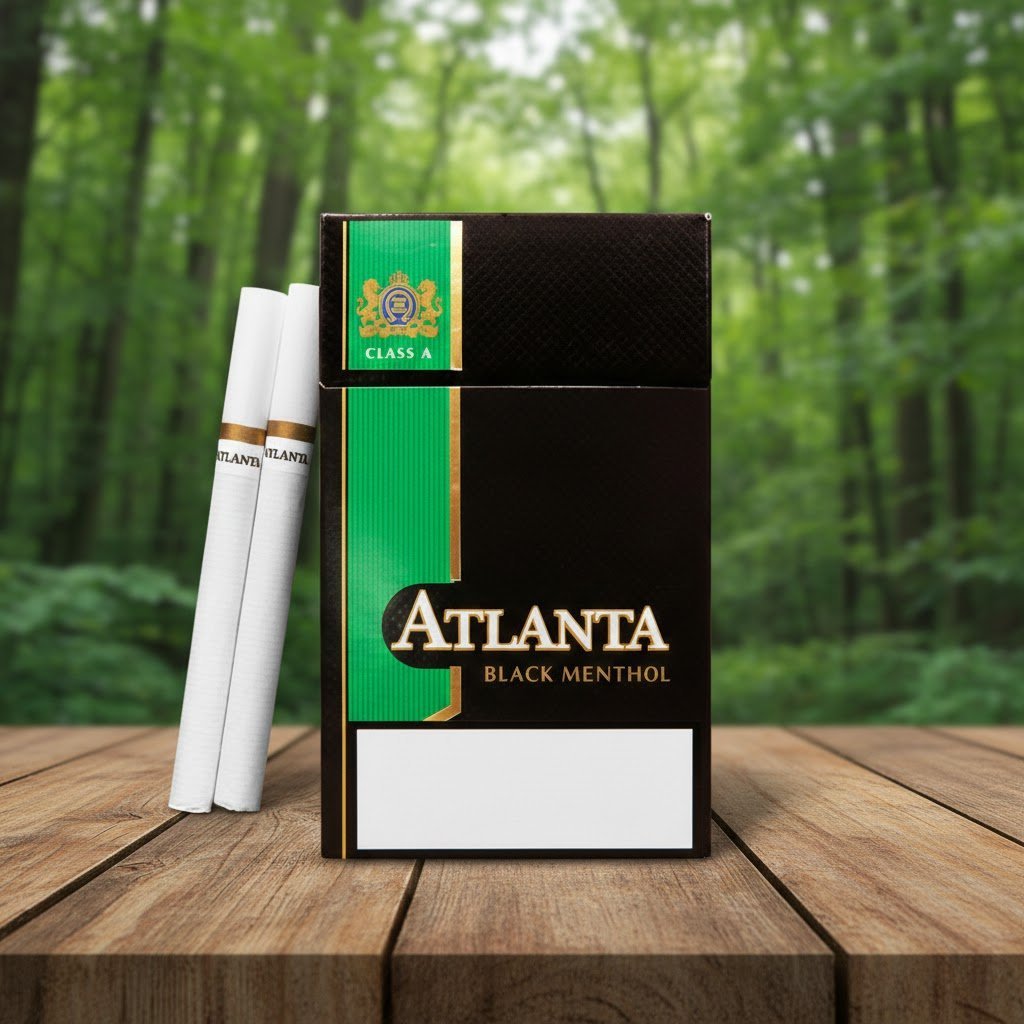 Atlanta Black Menthol (แอตแลนตา แบล็ค เมนทอล) บุหรี่นอกสายเย็น รสเข้มข้นสดชื่น imported cigarette wholesale product photo
