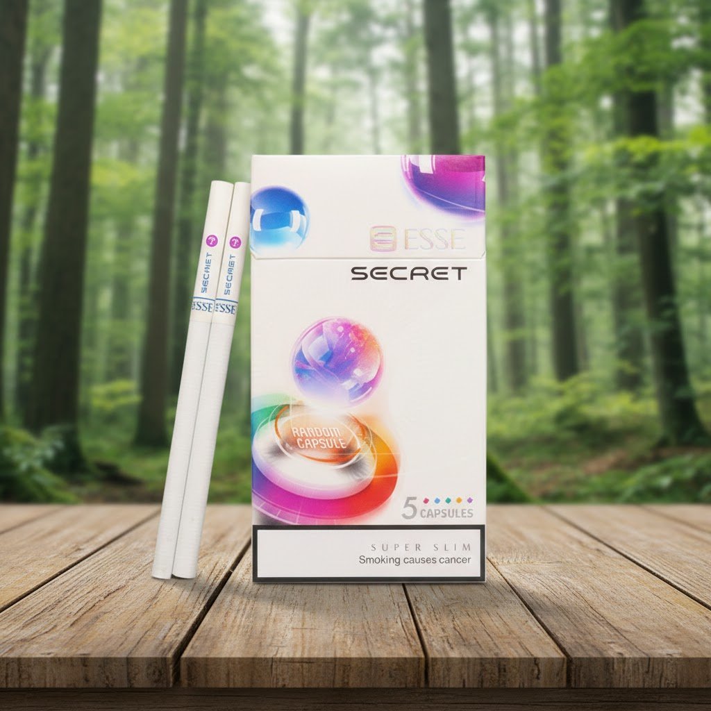 ESSE Secret (เอสเซ่ ซีเคร็ท) - บุหรี่นอกเกาหลี 5 เม็ดบีบสุ่มรสชาติ Super Slim imported cigarette wholesale product photo