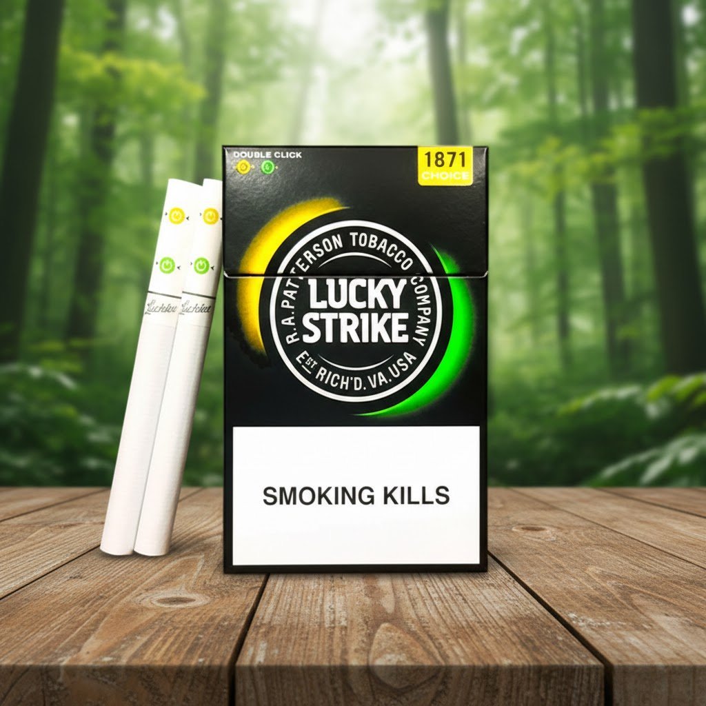 Lucky Strike Double Click Yellow-Green (ลัคกี้ สไตรค์) บุหรี่นอก 2 เม็ดบีบ รสเลมอนเมนทอล imported cigarette wholesale product photo