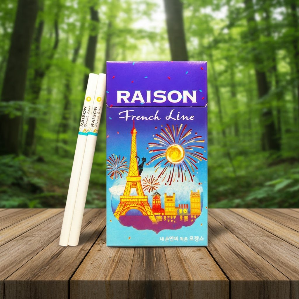 Raison French Line Blue (ไรสัน ฟรานซ์ ไลน์ บลู) บุหรี่นอกมวนสลิม กลิ่นโยเกิร์ต imported cigarette wholesale product photo